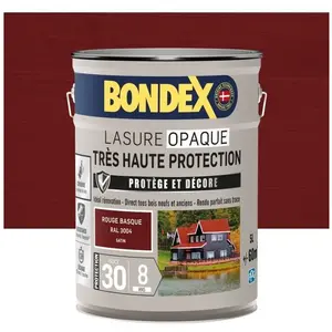 Comparateur de prix : Bondex Lasure opaque Très haute protection - Rouge basque RAL 3004 sat...
