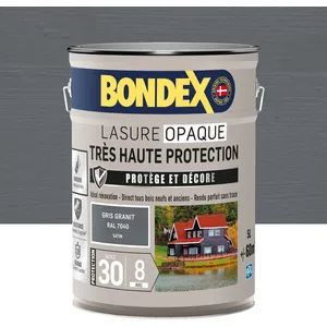 Lasure opaque Très haute protection - Gris RAL 7040 satin - BONDEX - 5...Vendu paramazon