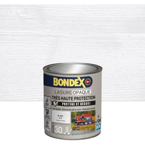 BONDEX - Lasure Opaque Indice 30 - Blanc - Satin - 1LVendu parcdiscount
