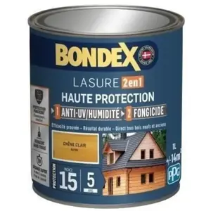 Comparateur de prix : BONDEX Lasure 2 en 1 Satin Haute Protection 5 ans - Chêne clair