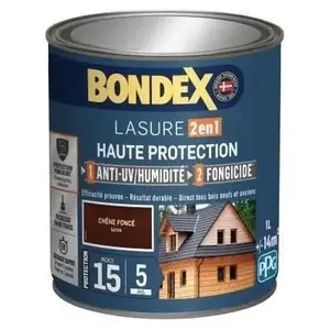 Comparateur de prix : BONDEX Lasure 2 en 1 Satin Haute Protection 5 ans - Chêne foncé