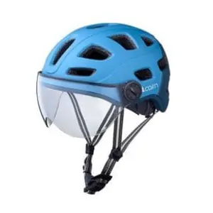 Casque cairn quartz visor transparent led usb bleu pas cher