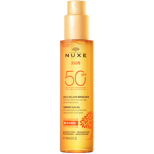 Comparateur de prix : Nuxe Sun - Huile Bronzante Visage et Corps Haute Protection SPF50 Nuxe