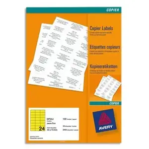 Comparateur de prix : AVERY - Boite de 2400 étiquettes autocollantes jaunes fluo multi-usages, Format 70 x 35 mm, Impression copieur, (DP24J-100)