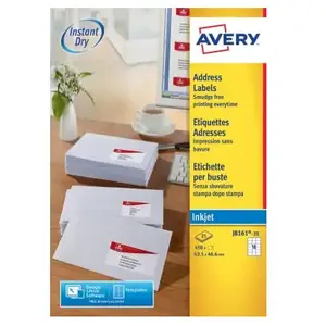 Comparateur de prix : Etiquettes adresses jet d'encre - AVERY - J8161-25 - 63.5x46.6mm - Blanc