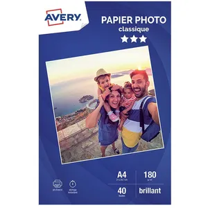 Comparateur de prix : AVERY Pack de 40 feuilles papier photo brillants A4 Blanc pour imprimantes jet d'encre