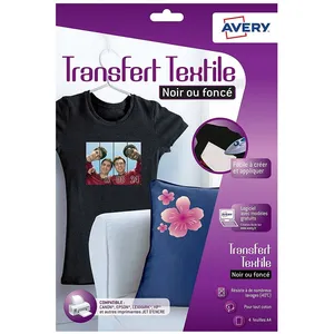 Papier créatif AVERY 4 Transferts T-shirt noirs/foncés A4