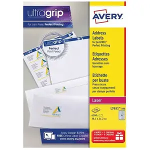 Comparateur de prix : Etiquettes adresses laser 38,1 x 21,2 mm Avery L7651-100 - Boîte de 6500