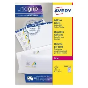 Comparateur de prix : Avery Mini étiquettes spécifiques laser L 7651 - 38,1 x 21,2 mm - pochette de 1625