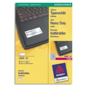 Etiquettes Avery L6008 - métalliques - impression laser - 25.4x10 mm -... pas cher