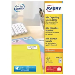 Comparateur de prix : Étiquettes - AVERY - L7654-100 - 4000 étiquettes - Laser blanc - 45,7 x 25,4 mm