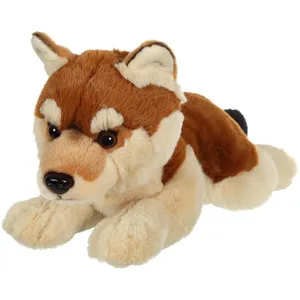 Gipsy Peluche - Peluche Loup Allongé Marron & Beige - 25 Cm Blanc pas cher
