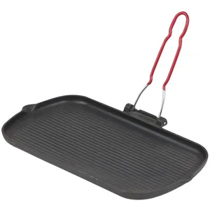 Grill rectangulaire en fonte 37 x 22 cm - Invicta - Noir - Fonte