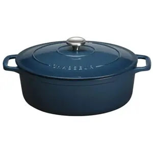 Chasseur Cocotte ovale en fonte émaillée 29cm bleu PUC472997 pas cher