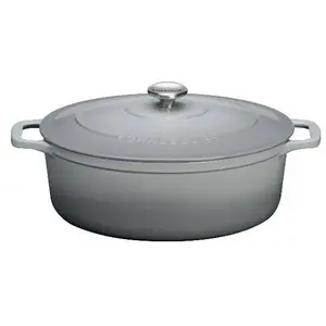 Cocotte ovale 29 cm chasseur gris - - Gris - Fonte émaillée pas cher