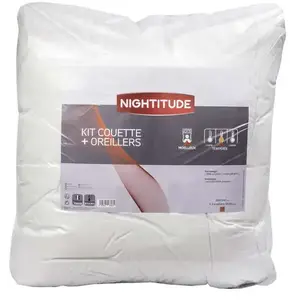 NIGHTITUDE Kit couette 260x240 + 2 oreillers 60x60 cm KIT COUETTE + OREILLER pas cher