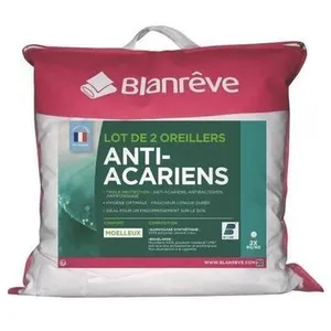 Comparateur de prix : BLANREVE Lot de 2 Oreillers Triple Protection - 60 x 60 cm - Blanc