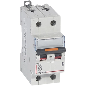disjoncteur - legrand dx3 - 2 pôles - 6a - courbe c - 25ka - legrand 409766