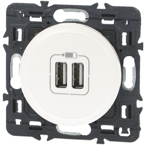 Legrand 067106 Prise de Courant et Chargeur Double USB Type-A Précâblées Céliane, 3A