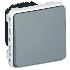 LEGRAND Interrupteur simple 10A composable avec enjoliveur Plexo gris pas cher