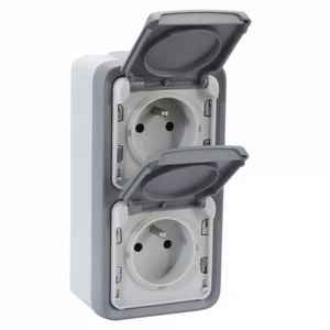 Comparateur de prix : LEGRAND Prise verticale Plexo - Complet - 2x2 phases + terre - Gris