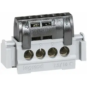 Comparateur de prix : Bornier de répartition - LEGRAND - IP 2X - 4 connexions - 1,5 à 16mm² - 47mm de longueur