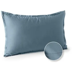 ACTUEL Taie d'oreiller unie en percale de coton 70 fils - collection permanente bleu 50 x 70 cm pas cher