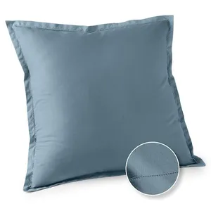 ACTUEL Taie d'oreiller unie en percale de coton 70 fils - collection permanente bleu 63 x 63 cm pas cher