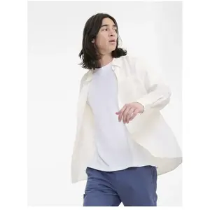 Aigle - Chemise en lin à manches longues - Chemise homme Lait - L pas cher