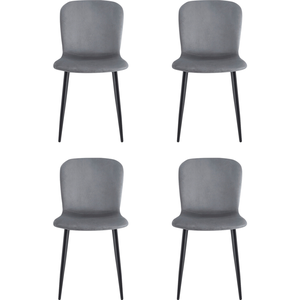 Lot de 4 chaises en velours VALERIA coloris gris pas cher
