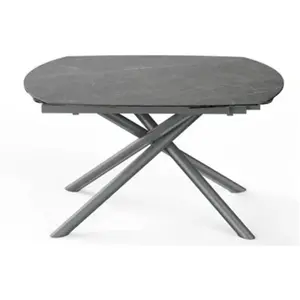 Comparateur de prix : 3S. x Home Table de repas plateau ovale et pieds en métal noir BRIGA Gris Anthracite