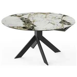 CONCEPTONE Rotonde blanc taupe 88-145x145x76 céramique +verre ROTONDE-... pas cher