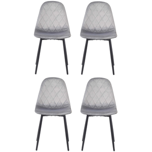 Lot de 4 chaises en velours HONFLEUR coloris gris pas cher