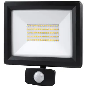 TIBELEC Projecteur LED 50W / 4930LM noir avec détecteur de mouvement IP44Vendu paramazon