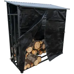 Comparateur de prix : OXEO Abri bois de chauffage bûches Extérieur - capacité 3 stères - Longueur 186 cm - Toit incliné en tôle - Bâche de protection zippé
