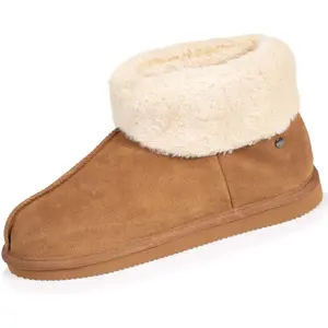 Isotoner Chaussons bottillons fourrés Femme Camel pas cher