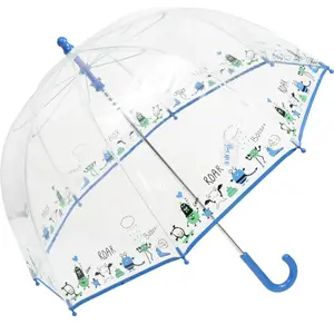 Isotoner - Parapluie Enfant transparent PVC/Monstre bleu pas cher
