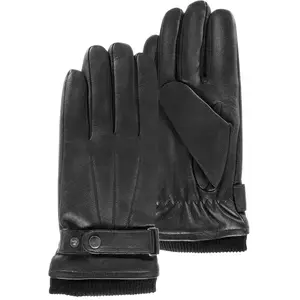 Gants tactiles en cuir de chèvre pleine fleur - doublés polaire Isotoner pas cher
