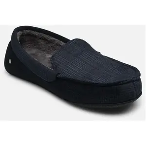 Isotoner Chaussons mocassins Homme carreaux Marine pas cher