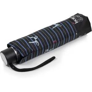 Isotoner - Parapluie Petit Prix Rayure Noeud Bleu pas cher