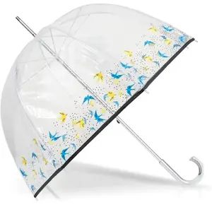 Isotoner - Parapluie cloche transparent PVC/Hirondelles
