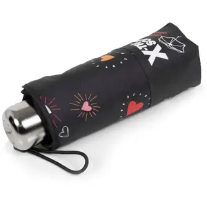 Isotoner - Parapluie X-TRA SOLIDE ALPHA 17,5 cm Coeur Rouge