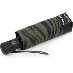 Isotoner - Parapluie Mini Auto Zèbre Kaki pas cher