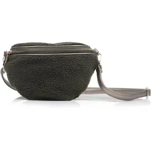 Isotoner - Sac banane sherpa Femme Kaki pas cher