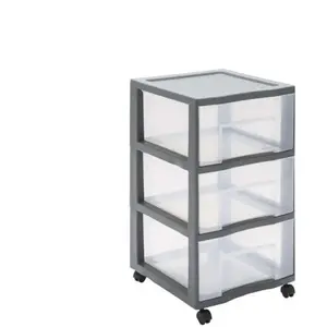 Comparateur de prix : SUNDIS Tour de rangement 3 tiroirs TAG TOWER Gris / Transparent