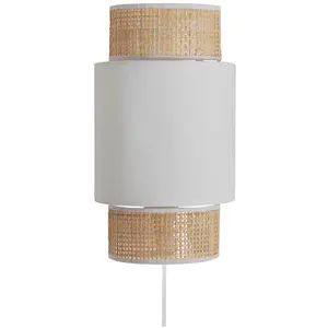 Comparateur de prix : Ostaria - Applique incurvée rotin et tissu blanc Blanc