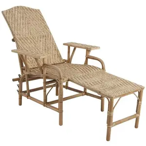 Aubry Gaspard - Chaise longue en manau et lame de rotin pas cher