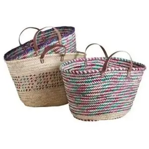 AUBRY GASPARD - Couffin palmier - 2 anses cuir - motifs assortisVendu paramazon