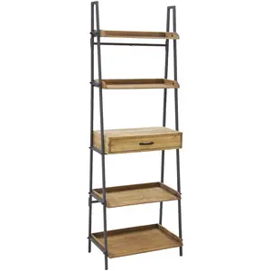 AUBRY GASPARD Etagère de bureau en bois de pin et métal 5 étagères + 1 tiroirVendu paramazon