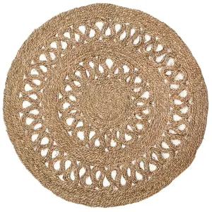 AUBRY GASPARD Tapis rond en jonc naturel Bohème pas cher